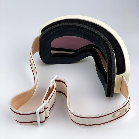 Chloé CH0072S 001 – White Beige Ski Mask Sunglasses Violet Mirror ZEISS Lens - Picture 8 of 16